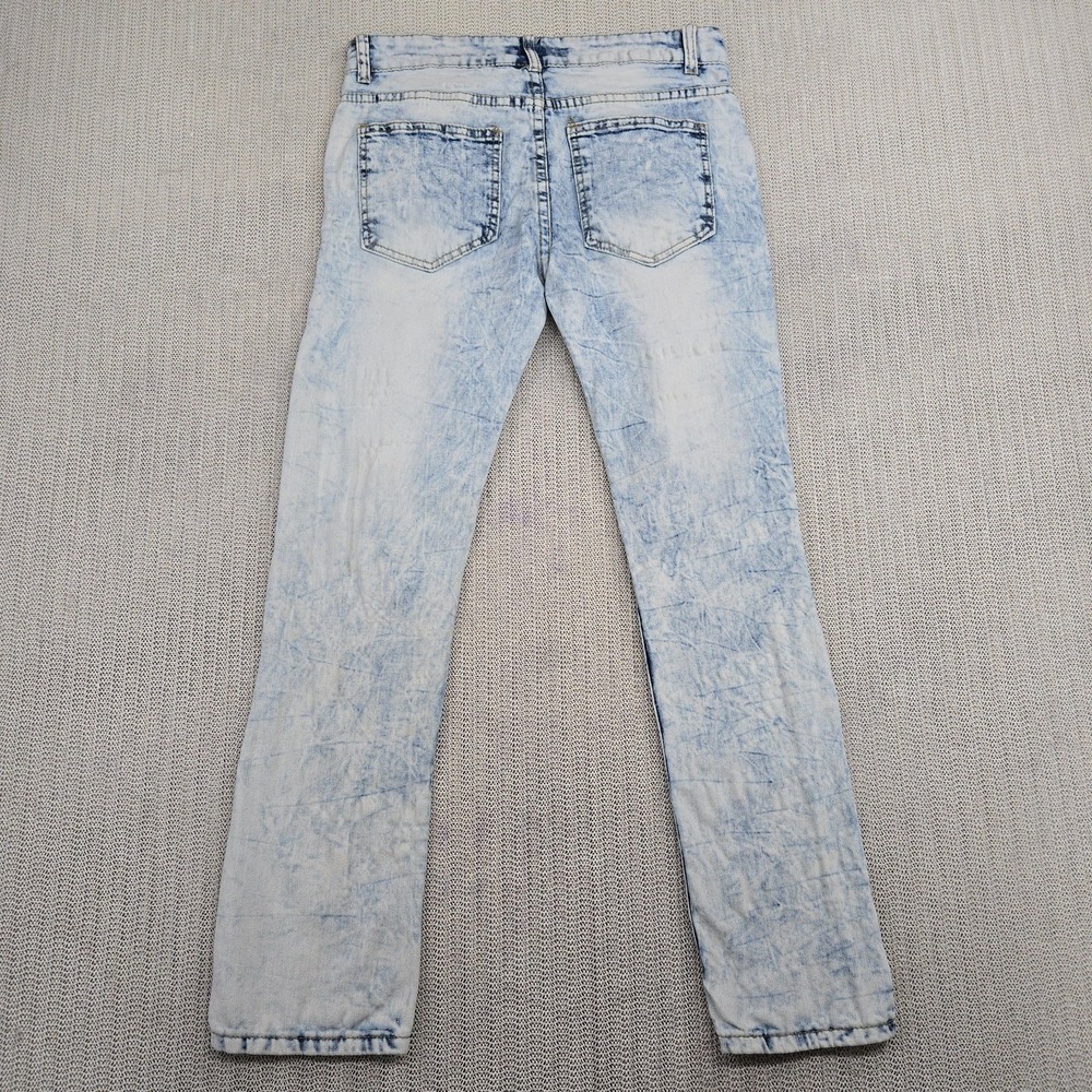 Blue Cult Jeans Boys 16 Light Blue Acid Wash Distressed Ripped Skinny Stretch - Picture 8 of 10
